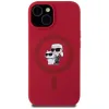 Karl Lagerfeld Silicone Karl & Choupette Heads Ring Back Cover hoesje met MagSafe voor Apple iPhone 15 - Rood 3