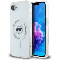 Karl Lagerfeld IML Metal Choupette Head Back Cover hoesje met MagSafe voor Apple iPhone 17e/16e - Wit