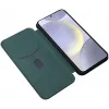 Phonesta Carbon Fiber Skin Book Wallet Case hoesje voor Samsung Galaxy S25 Plus - Donkergroen 2