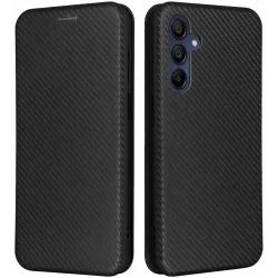 Phonesta Carbon Fiber Skin Book Wallet Case hoesje voor Samsung Galaxy A16 - Zwart