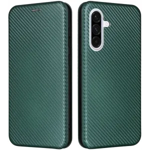 Phonesta Carbon Fiber Skin Book Wallet Case hoesje voor Samsung Galaxy A56 - Donkergroen