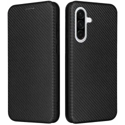Phonesta Carbon Fiber Skin Book Wallet Case hoesje voor Samsung Galaxy A56 - Zwart