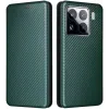 Phonesta Carbon Fiber Skin Book Wallet Case hoesje voor Xiaomi 15 - Donkergroen