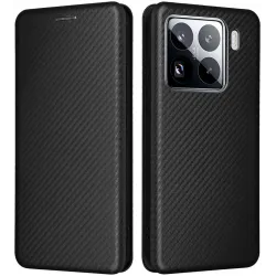 Phonesta Carbon Fiber Skin Book Wallet Case hoesje voor Xiaomi 15 - Zwart