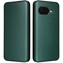 Phonesta Carbon Fiber Skin Book Wallet Case hoesje voor Google Pixel 9a - Donkergroen