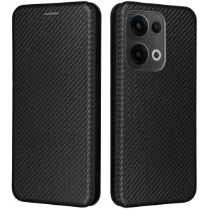 Phonesta Carbon Fiber Skin Book Wallet Case hoesje voor Oppo Reno13 - Zwart