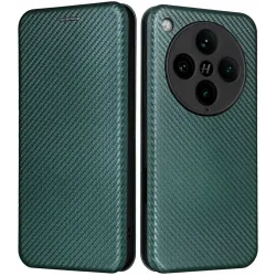 Phonesta Carbon Fiber Skin Book Wallet Case hoesje voor Oppo Find X8 Pro - Donkergroen