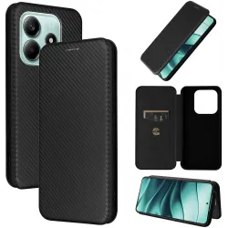 Phonesta Carbon Fiber Skin Book Wallet Case hoesje voor Xiaomi Redmi Note 14 4G - Zwart