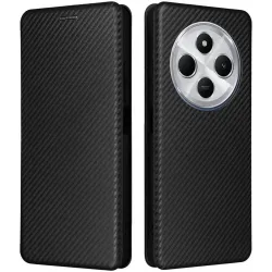 Phonesta Carbon Fiber Skin Book Wallet Case hoesje voor Xiaomi Redmi 14C / Xiaomi Poco C75 - Zwart