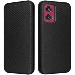 Phonesta Carbon Fiber Skin Book Wallet Case hoesje voor Motorola Edge 50 Fusion - Zwart