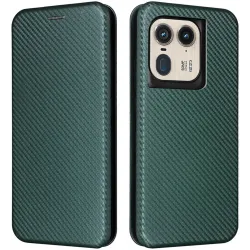 Phonesta Carbon Fiber Skin Book Wallet Case hoesje voor Motorola Edge 50 Ultra - Donkergroen
