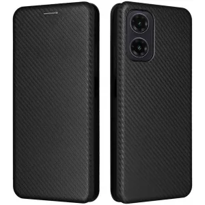Phonesta Carbon Fiber Skin Book Wallet Case hoesje voor Motorola Moto G35 - Zwart