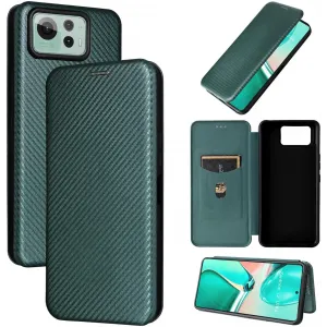 Phonesta Carbon Fiber Skin Book Wallet Case hoesje voor Asus Zenfone 12 Ultra - Donkergroen