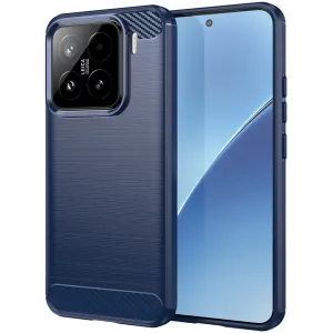 Phonesta Carbon Silicone Back Cover hoesje voor Xiaomi 15 - Blauw