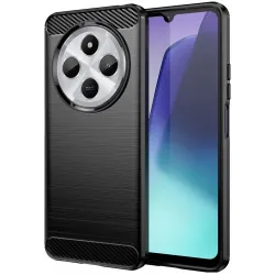 Phonesta Carbon Silicone Back Cover hoesje voor Xiaomi Redmi 14C / Xiaomi Poco C75 - Zwart