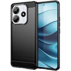 Phonesta Carbon Silicone Back Cover hoesje voor Xiaomi Redmi Note 14 5G - Zwart