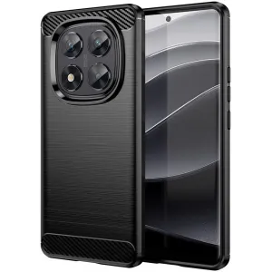 Phonesta Carbon Silicone Back Cover hoesje voor Xiaomi Redmi Note 14 Pro 5G / Xiaomi Poco X7 - Zwart
