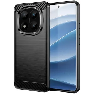Phonesta Carbon Silicone Back Cover hoesje voor Xiaomi Redmi Note 14 Pro Plus - Zwart
