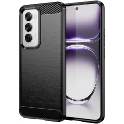 Phonesta Carbon Silicone Back Cover hoesje voor Oppo Reno12 - Zwart