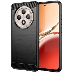 Phonesta Carbon Silicone Back Cover hoesje voor Oppo Reno12 F/Reno12 FS - Zwart
