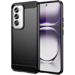 Phonesta Carbon Silicone Back Cover hoesje voor Oppo Reno12 Pro - Zwart