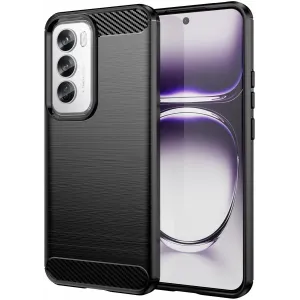 Phonesta Carbon Silicone Back Cover hoesje voor Oppo Reno12 Pro - Zwart