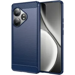 Phonesta Carbon Silicone Back Cover hoesje voor Realme GT 6 - Blauw