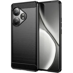 Phonesta Carbon Silicone Back Cover hoesje voor Realme GT 6 - Zwart