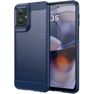 Phonesta Carbon Silicone Back Cover hoesje voor Motorola Moto G55 - Blauw