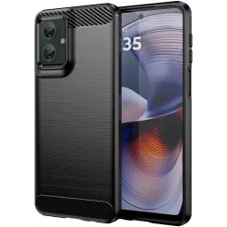 Phonesta Carbon Silicone Back Cover hoesje voor Motorola Moto G55 - Zwart