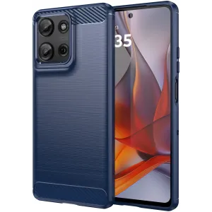 Phonesta Carbon Silicone Back Cover hoesje voor Motorola Moto G75 - Blauw