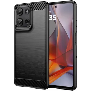 Phonesta Carbon Silicone Back Cover hoesje voor Motorola Moto G75 - Zwart