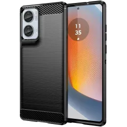 Phonesta Carbon Silicone Back Cover hoesje voor Motorola Moto G85 - Zwart