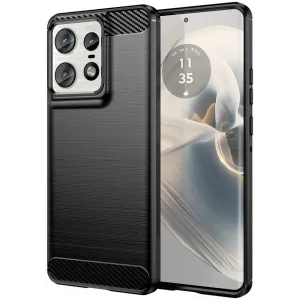Phonesta Carbon Silicone Back Cover hoesje voor Motorola Edge 50 Pro - Zwart