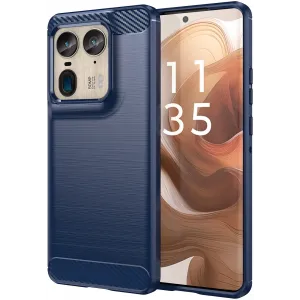 Phonesta Carbon Silicone Back Cover hoesje voor Motorola Edge 50 Ultra - Blauw
