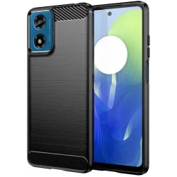 Phonesta Carbon Silicone Back Cover hoesje voor Motorola Moto G04 / G04s / G24 / G24 Power / E14 - Zwart