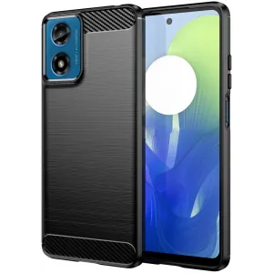 Phonesta Carbon Silicone Back Cover hoesje voor Motorola Moto G04 / G04s / G24 / G24 Power / E14 - Zwart