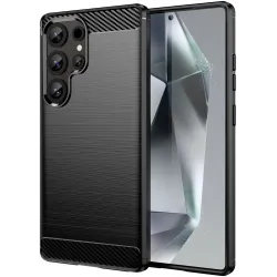Phonesta Carbon Silicone Back Cover hoesje voor Samsung Galaxy S25 Ultra - Zwart