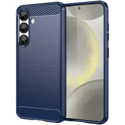 Phonesta Carbon Silicone Back Cover hoesje voor Samsung Galaxy S25/S24 - Blauw