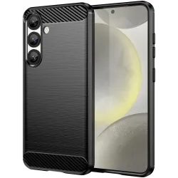 Phonesta Carbon Silicone Back Cover hoesje voor Samsung Galaxy S25/S24 - Zwart