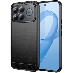 Phonesta Carbon Silicone Back Cover hoesje voor Xiaomi Poco F8 Ultra - Zwart