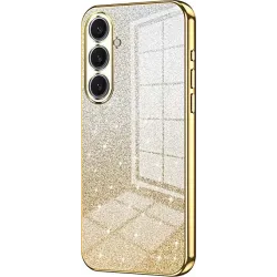 Phonesta Crystal Sparkle Silicone Back Cover hoesje voor Samsung Galaxy S25 Plus - Goud