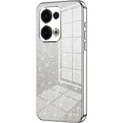 Phonesta Crystal Sparkle Silicone Back Cover hoesje voor Oppo Reno13 - Zilver