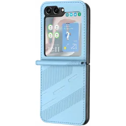 Phonesta Embossed Lines Back Cover hoesje voor Samsung Galaxy Z Flip 7 FE / Z Flip 6 - Lichtblauw