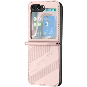 Phonesta Embossed Lines Back Cover hoesje voor Samsung Galaxy Z Flip 7 FE / Z Flip 6 - Roze