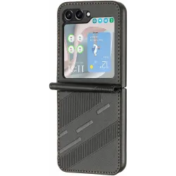 Phonesta Embossed Lines Back Cover hoesje voor Samsung Galaxy Z Flip 7 FE / Z Flip 6 - Zwart