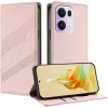 Phonesta Embossed Lines Book Wallet Case hoesje voor Oppo Reno13 Pro - Roze 2