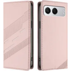 Phonesta Embossed Lines Book Wallet Case hoesje voor OnePlus Nord 4 - Roze