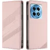 Phonesta Embossed Lines Book Wallet Case hoesje voor OnePlus 12R - Roze