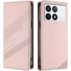 Phonesta Embossed Lines Book Wallet Case hoesje voor Xiaomi 14T - Roze
